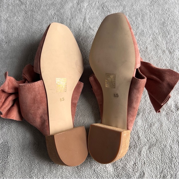 Jeffrey Campbell Cyrus Bow Suede Leather Slip-On Block Heel Mules Rose Pink 8.5 - Picture 9 of 15